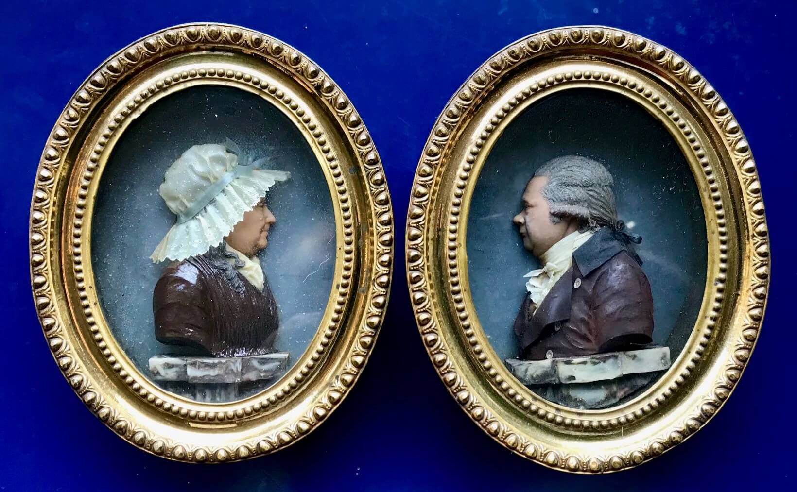 Ehepaar Johann David Herstatt (1740-1809) und Adelaide von der Leyen (1737-1808), Wachsbilder von Domvikar Caspar Bernhard Hardy (1726 -1819)